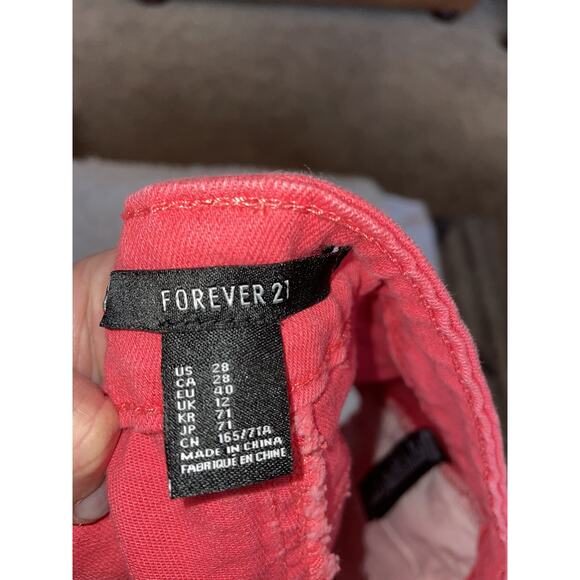 Forever 21 sz. 28 red/ pink short jean shorts. Great pair, comfortable - Picture 3 of 10